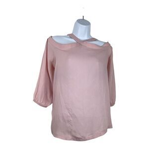 Loft Pink‎ Cold Shoulder Halter 3/4 Sleeve Top Sz M
